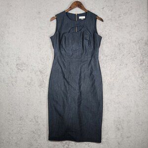 Calvin Klein Sleeveless Midi Sheath Dress Keyhole Cutout Career Dress
